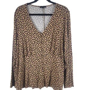 Lane Bryant Long Sleeve Top 22/24 Womens Plus Size Animal Print Brown Purple